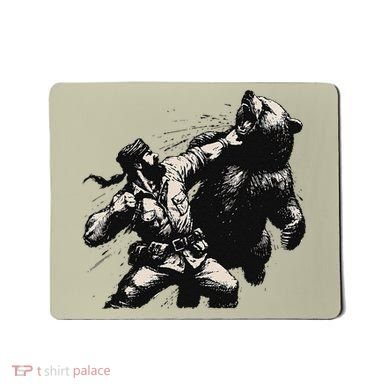 Man Punching Bear Funny Retro Vintage Hunting Mousepad