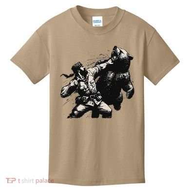 Man Punching Bear Funny Retro Vintage Hunting Kids T-Shirt