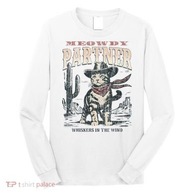 Meowdy Partner Cowboy Cat Vintage Long Sleeve Shirt