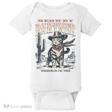Meowdy Partner Cowboy Cat Vintage Baby Bodysuit