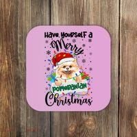 Merry Pomeranian Christmas Pomeranian Xmas Party Meaningful Gift Coaster thumb 0
