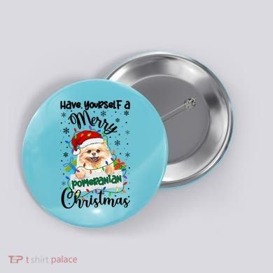 Merry Pomeranian Christmas Pomeranian Xmas Party Meaningful Gift Button