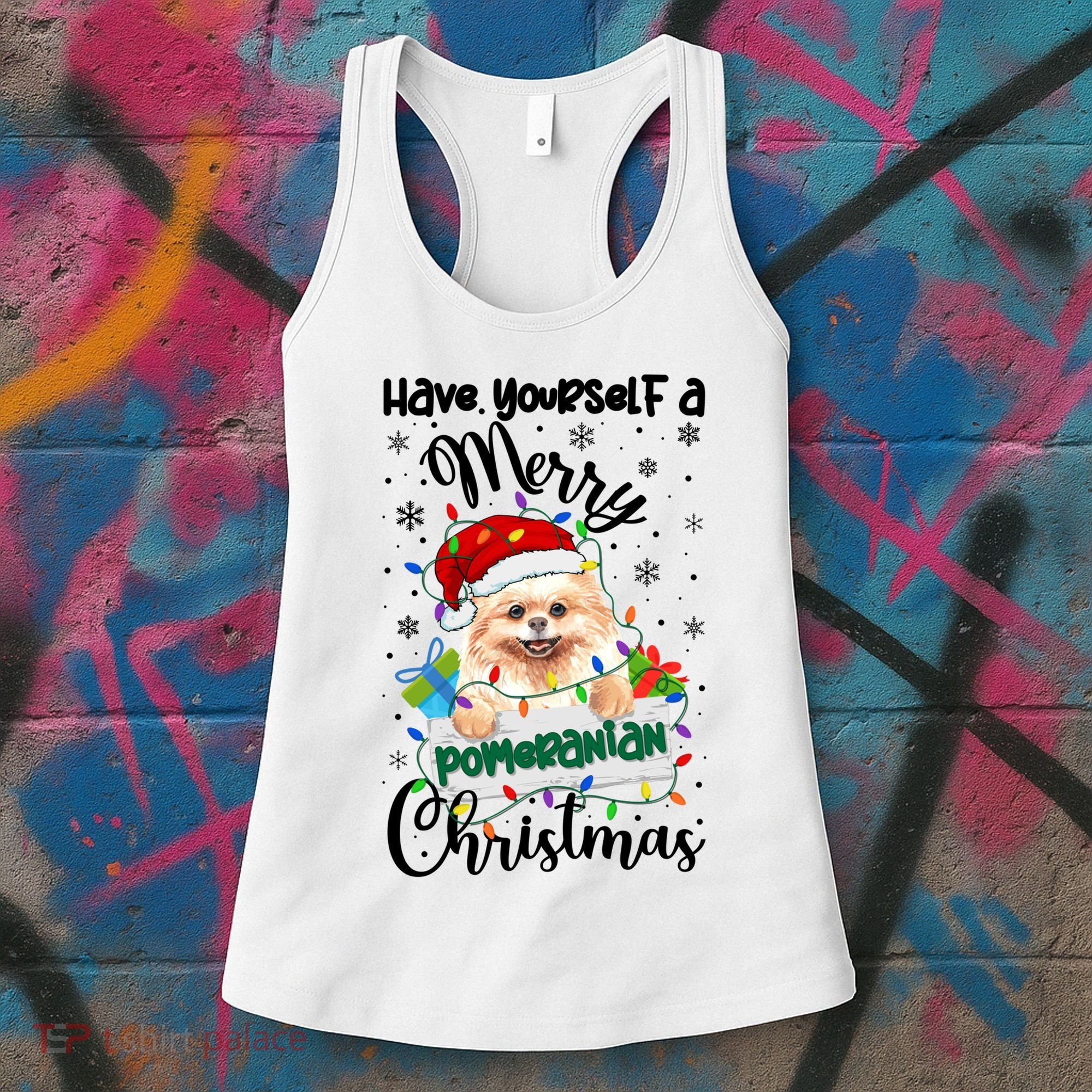 Merry Pomeranian Christmas Pomeranian Xmas Party Meaningful Gift Women's Tank Top