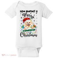 Merry Pomeranian Christmas Pomeranian Xmas Party Meaningful Gift Baby Bodysuit thumb 0