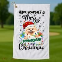 Merry Pomeranian Christmas Pomeranian Xmas Party Meaningful Gift Golf Towel thumb 1