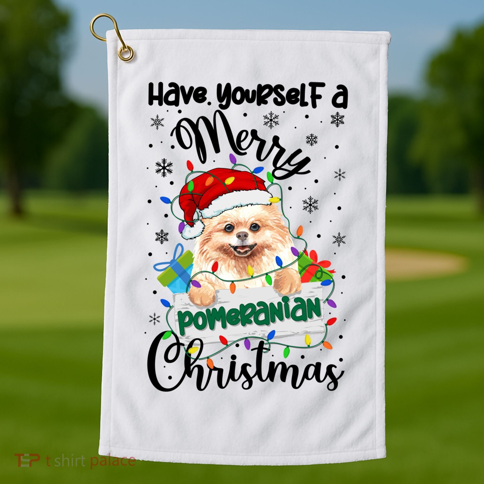 Merry Pomeranian Christmas Pomeranian Xmas Party Meaningful Gift Golf Towel