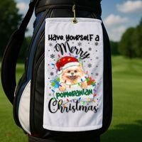 Merry Pomeranian Christmas Pomeranian Xmas Party Meaningful Gift Golf Towel thumb 2
