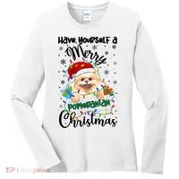 Merry Pomeranian Christmas Pomeranian Xmas Party Meaningful Gift Women's Long Sleeve Shirt thumb 0