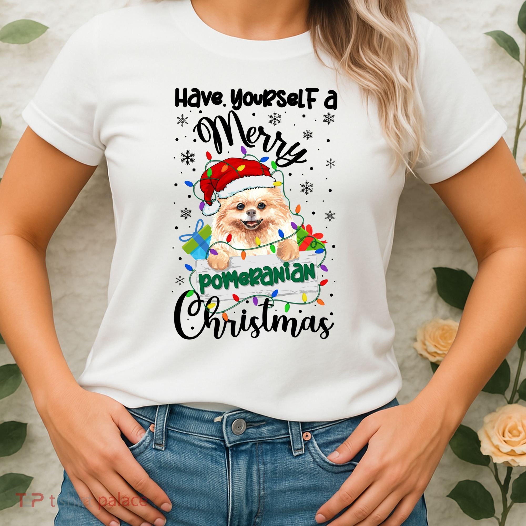 Merry Pomeranian Christmas Pomeranian Xmas Party Meaningful Gift Women's T-Shirt