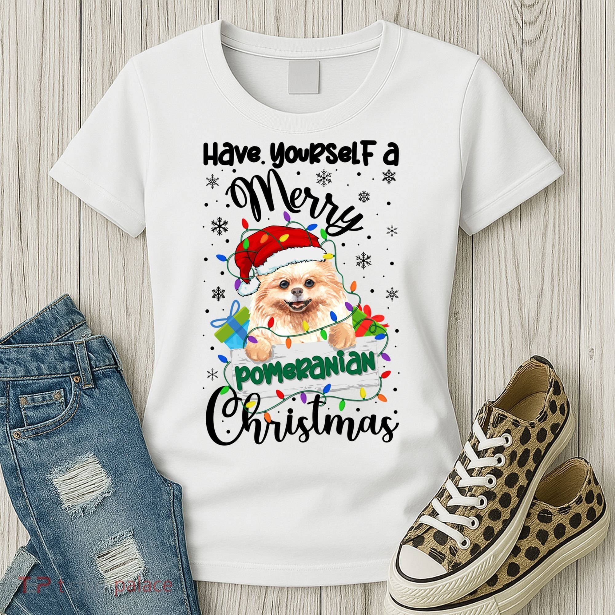 Merry Pomeranian Christmas Pomeranian Xmas Party Meaningful Gift Women's T-Shirt