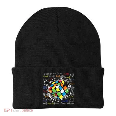 Melting Puzzle Cube Speed Cuber Physics Math Game 80s Retro Beanie