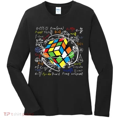 Melting Puzzle Cube Speed Cuber Physics Math Game 80s Retro Women's Long Sleeve Shirt