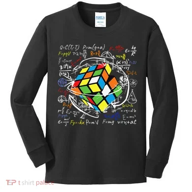 Melting Puzzle Cube Speed Cuber Physics Math Game 80s Retro Kids Long Sleeve Shirt