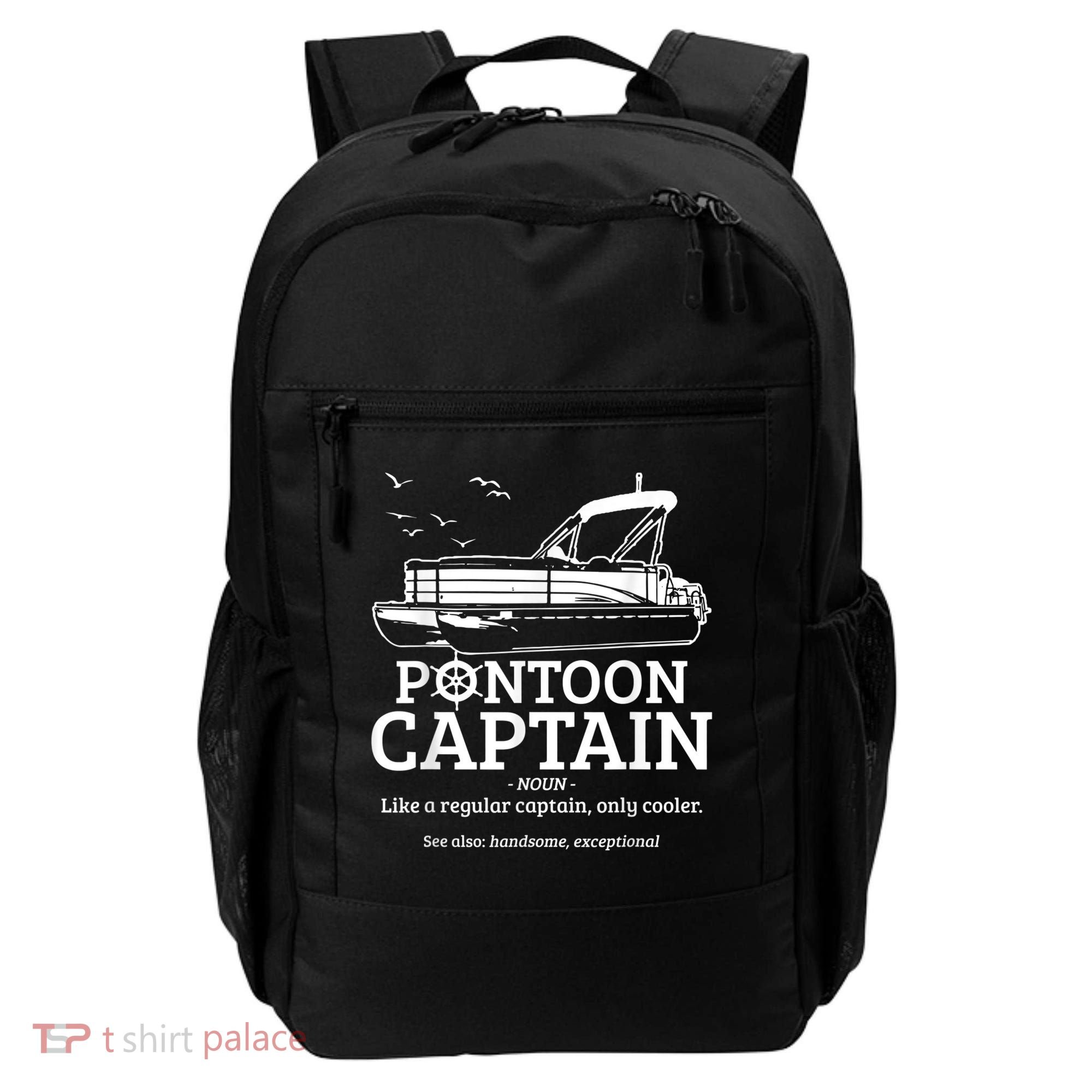 Mens Pontoon Captain Definition Funny Pontoon Boat Boating Backpack
