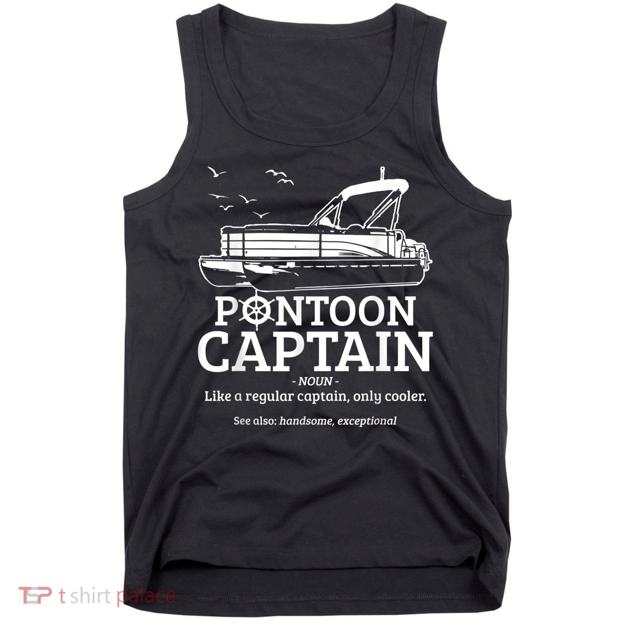 Mens Pontoon Captain Definition Funny Pontoon Boat Boating Tank Top