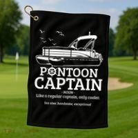 Mens Pontoon Captain Definition Funny Pontoon Boat Boating Golf Towel thumb 1