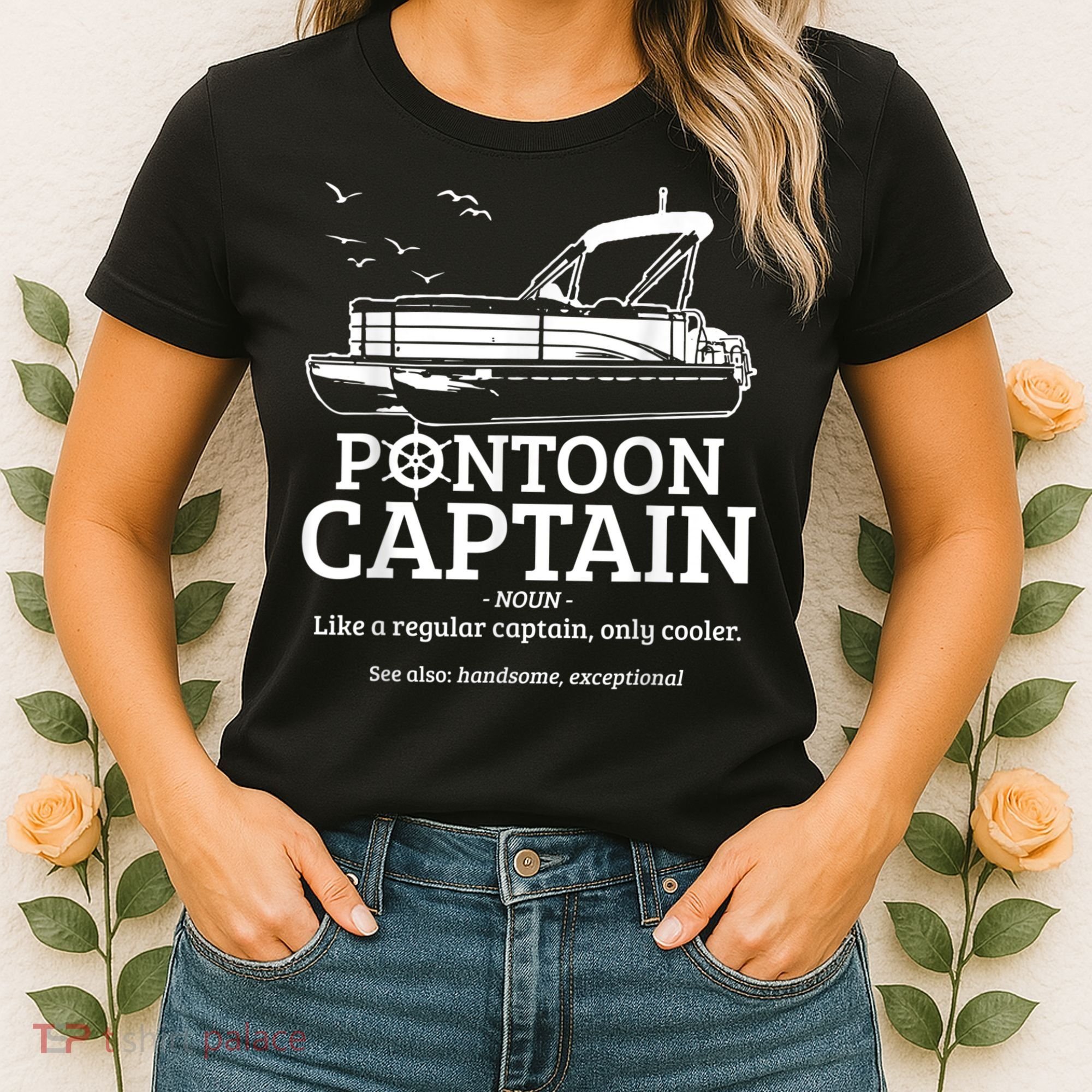 Mens Pontoon Captain Definition Funny Pontoon Boat Boating Women's T-Shirt