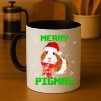 Merry Pigmas Christmas Guinea Pig Santa Hat Light In Snow Great Gift Coffee Mug thumb 4