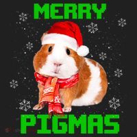 Merry Pigmas Christmas Guinea Pig Santa Hat Light In Snow Great Gift Beanie thumb 2