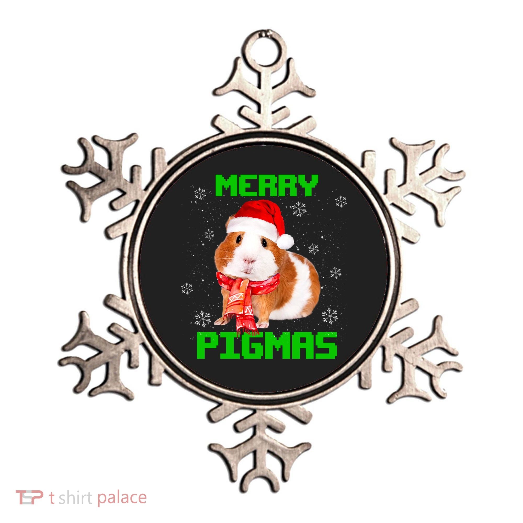 Merry Pigmas Christmas Guinea Pig Santa Hat Light In Snow Great Gift Ornament