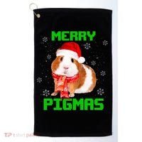 Merry Pigmas Christmas Guinea Pig Santa Hat Light In Snow Great Gift Golf Towel thumb 0