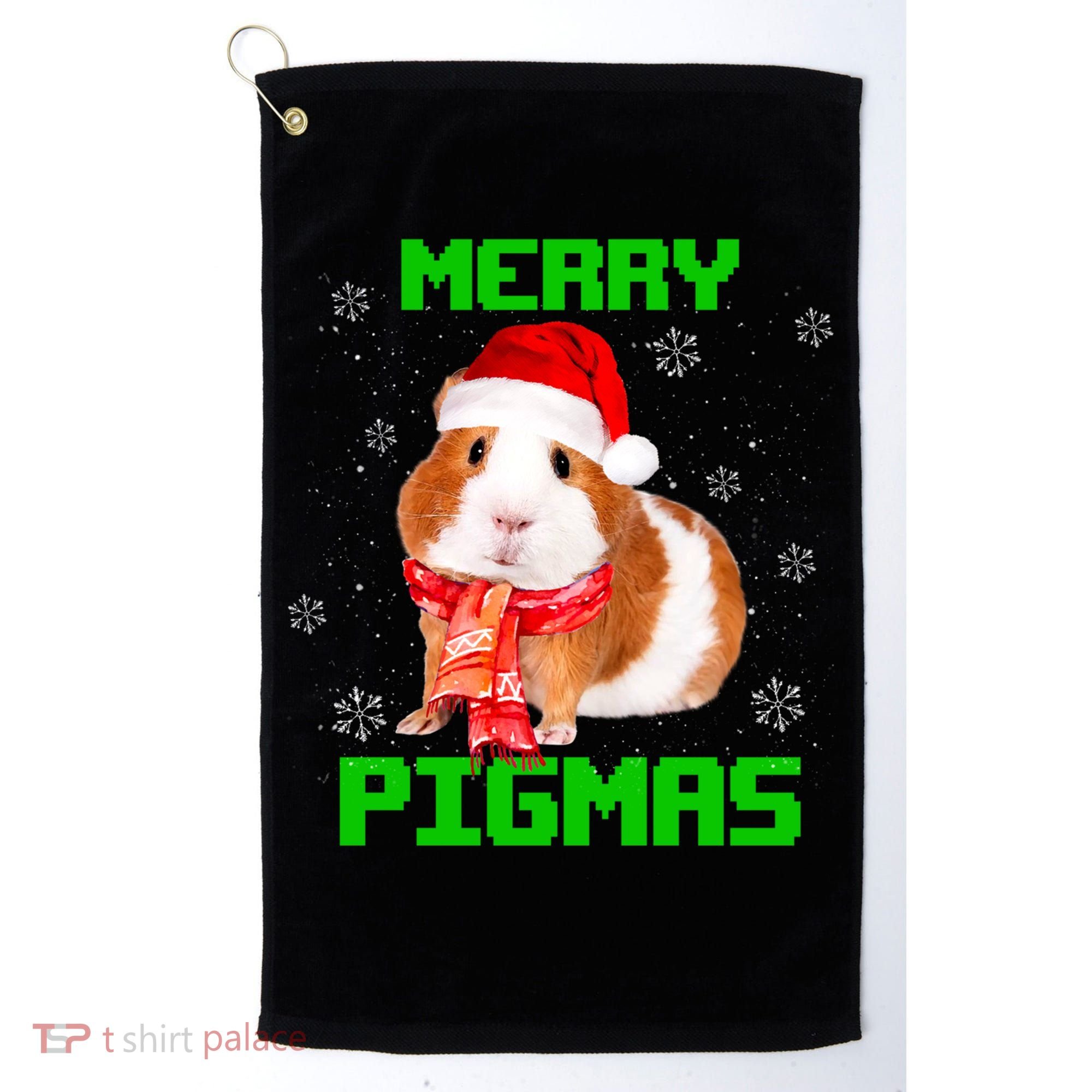 Merry Pigmas Christmas Guinea Pig Santa Hat Light In Snow Great Gift Golf Towel