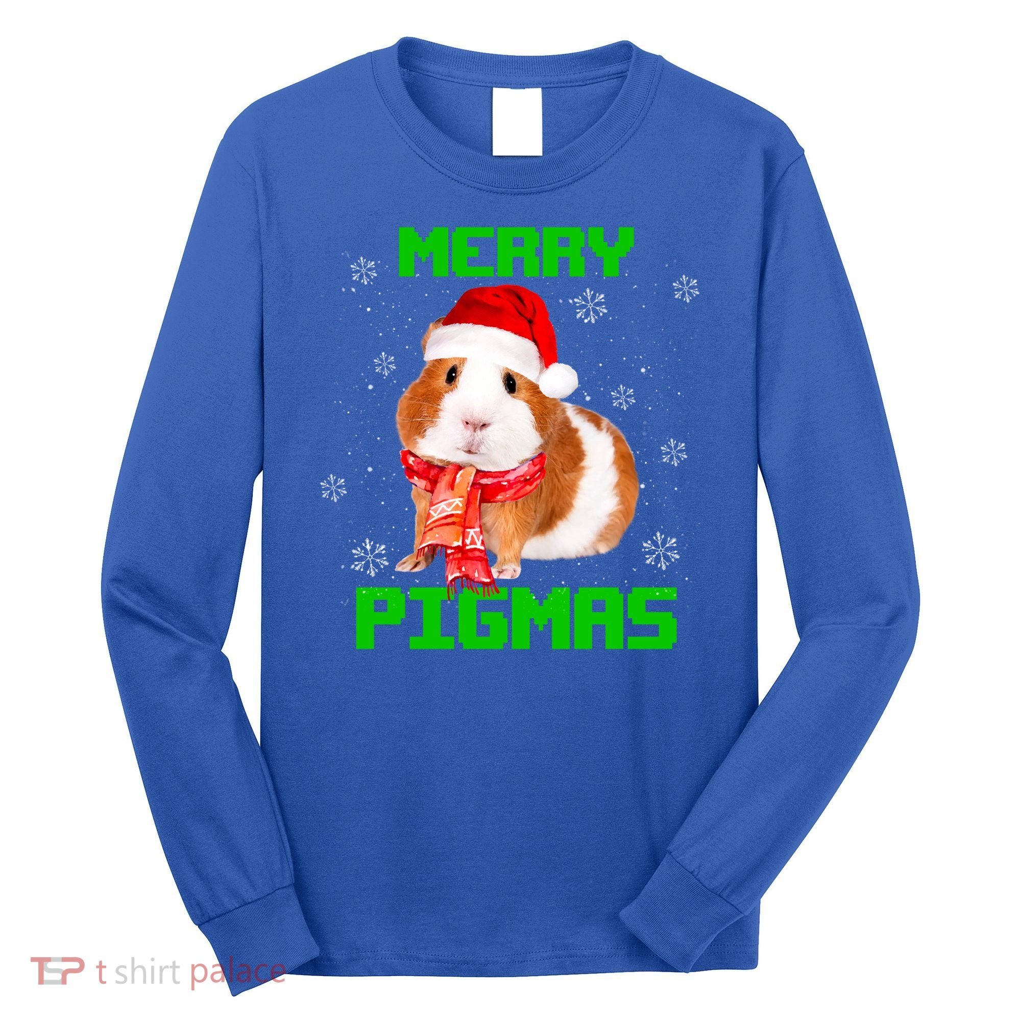 Merry Pigmas Christmas Guinea Pig Santa Hat Light In Snow Great Gift Long Sleeve Shirt