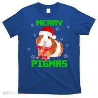 Merry Pigmas Christmas Guinea Pig Santa Hat Light In Snow Great Gift T-Shirt thumb 0