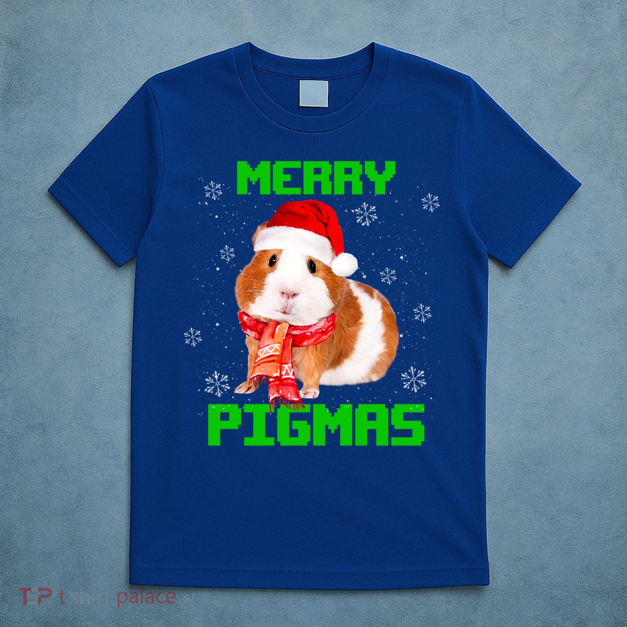 Merry Pigmas Christmas Guinea Pig Santa Hat Light In Snow Great Gift T-Shirt