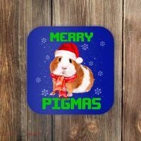 Merry Pigmas Christmas Guinea Pig Santa Hat Light In Snow Great Gift Coaster thumb 0