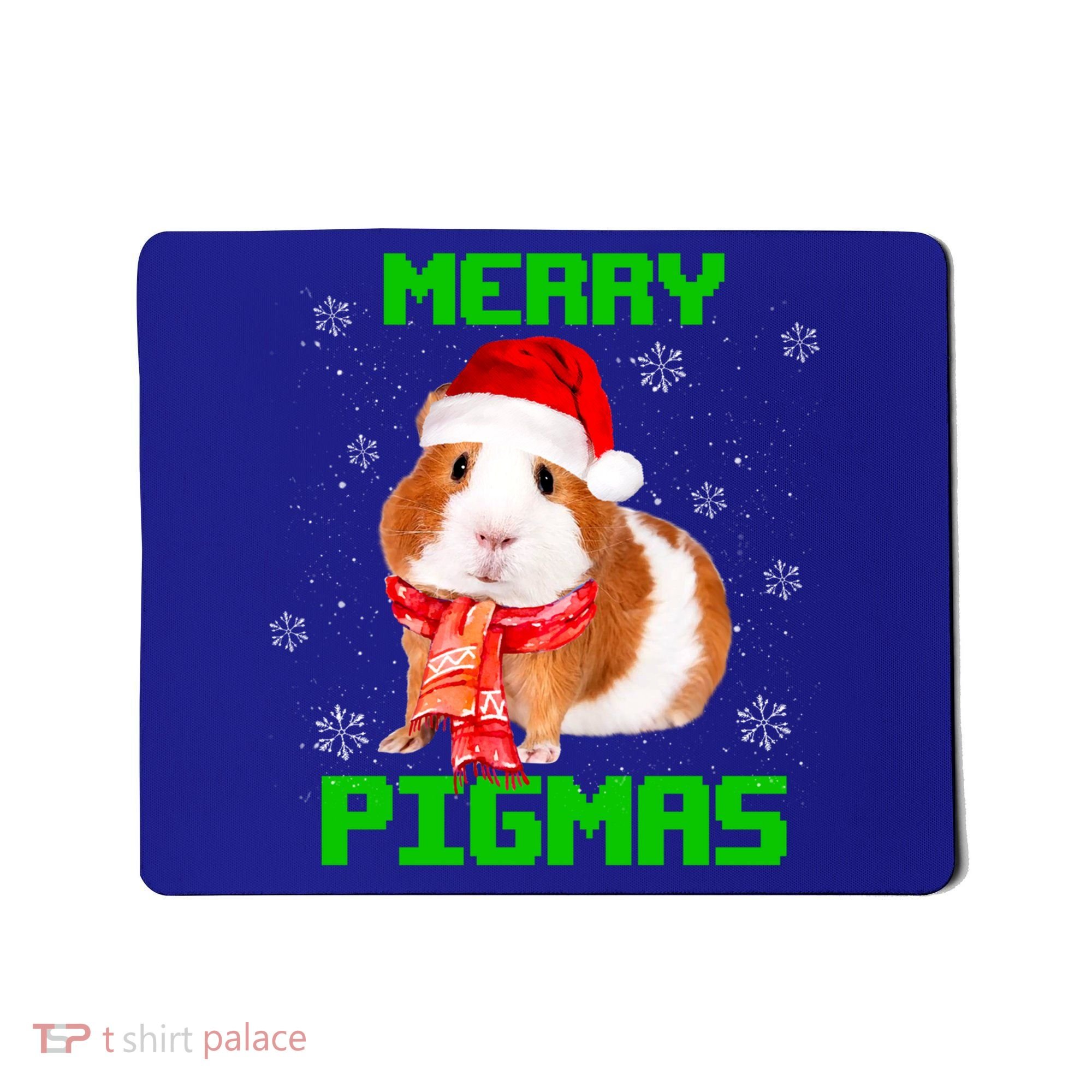 Merry Pigmas Christmas Guinea Pig Santa Hat Light In Snow Great Gift Mousepad