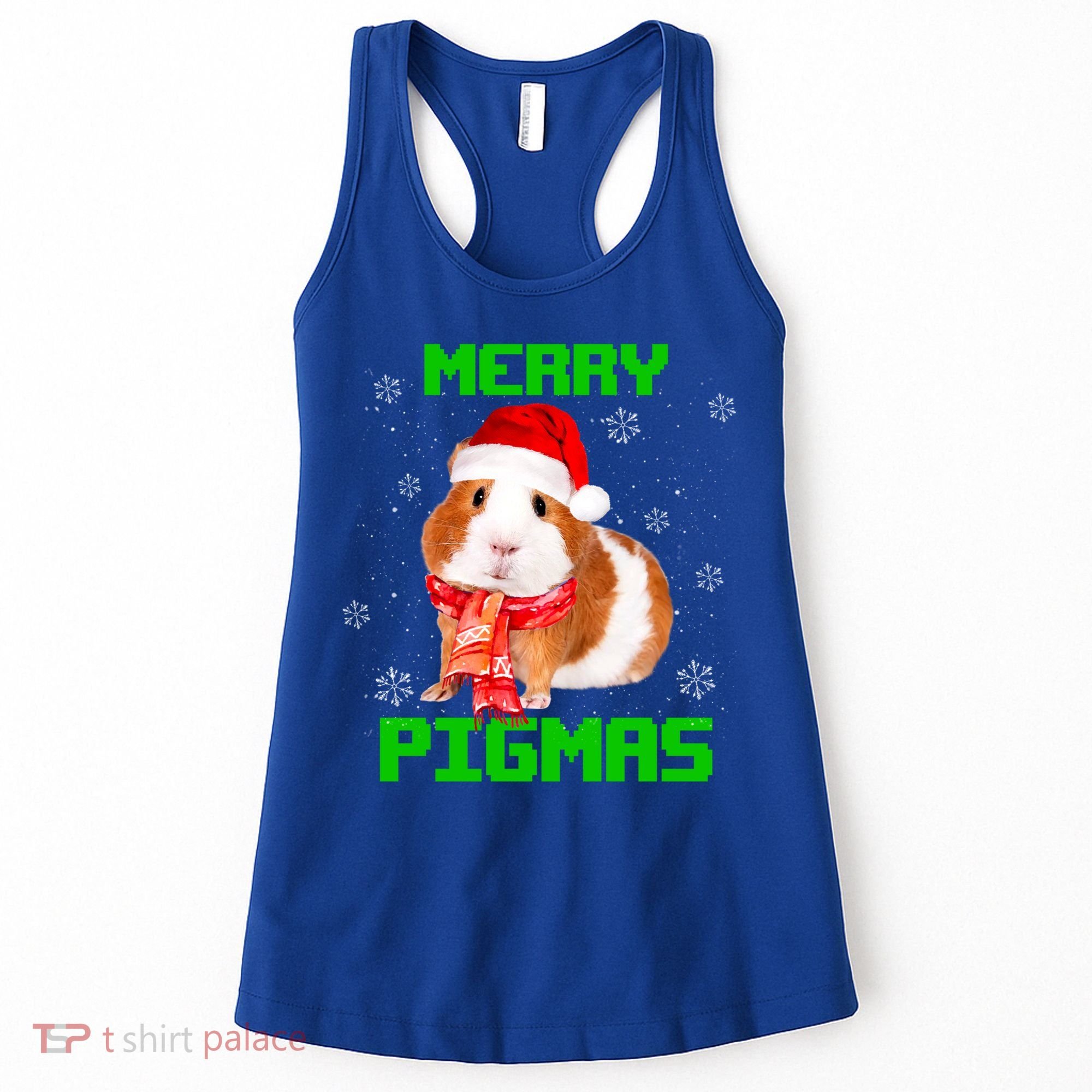 Merry Pigmas Christmas Guinea Pig Santa Hat Light In Snow Great Gift Women's Tank Top