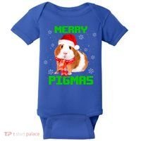 Merry Pigmas Christmas Guinea Pig Santa Hat Light In Snow Great Gift Baby Bodysuit thumb 0