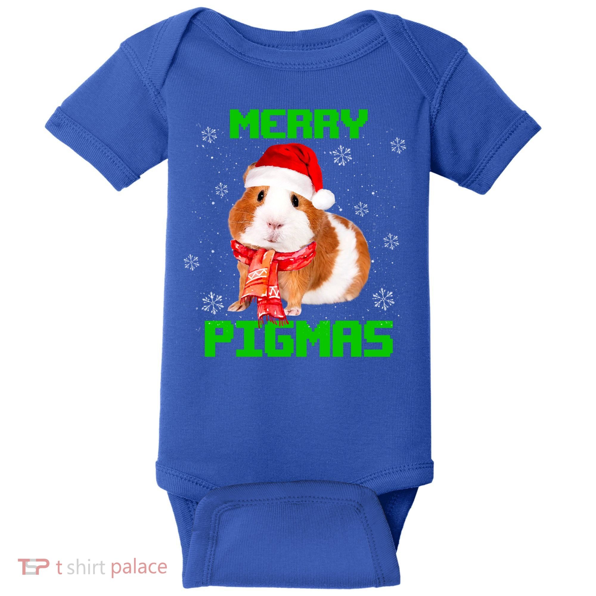 Merry Pigmas Christmas Guinea Pig Santa Hat Light In Snow Great Gift Baby Bodysuit