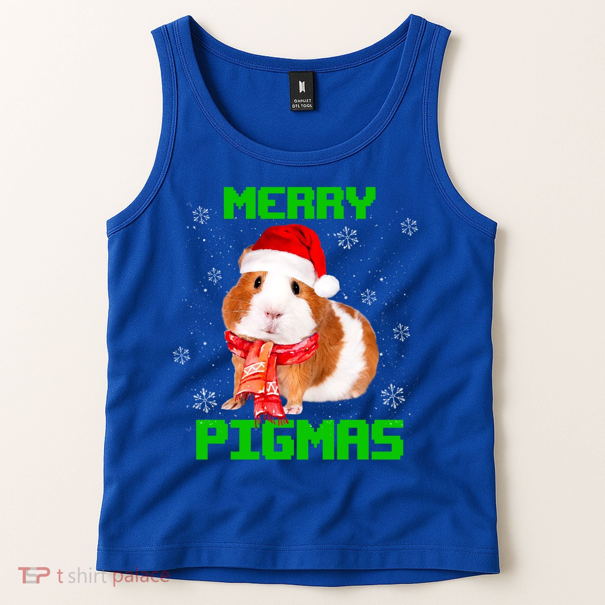 Merry Pigmas Christmas Guinea Pig Santa Hat Light In Snow Great Gift Tank Top