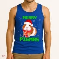 Merry Pigmas Christmas Guinea Pig Santa Hat Light In Snow Great Gift Tank Top thumb 3