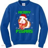 Merry Pigmas Christmas Guinea Pig Santa Hat Light In Snow Great Gift Kids Sweatshirt thumb 0