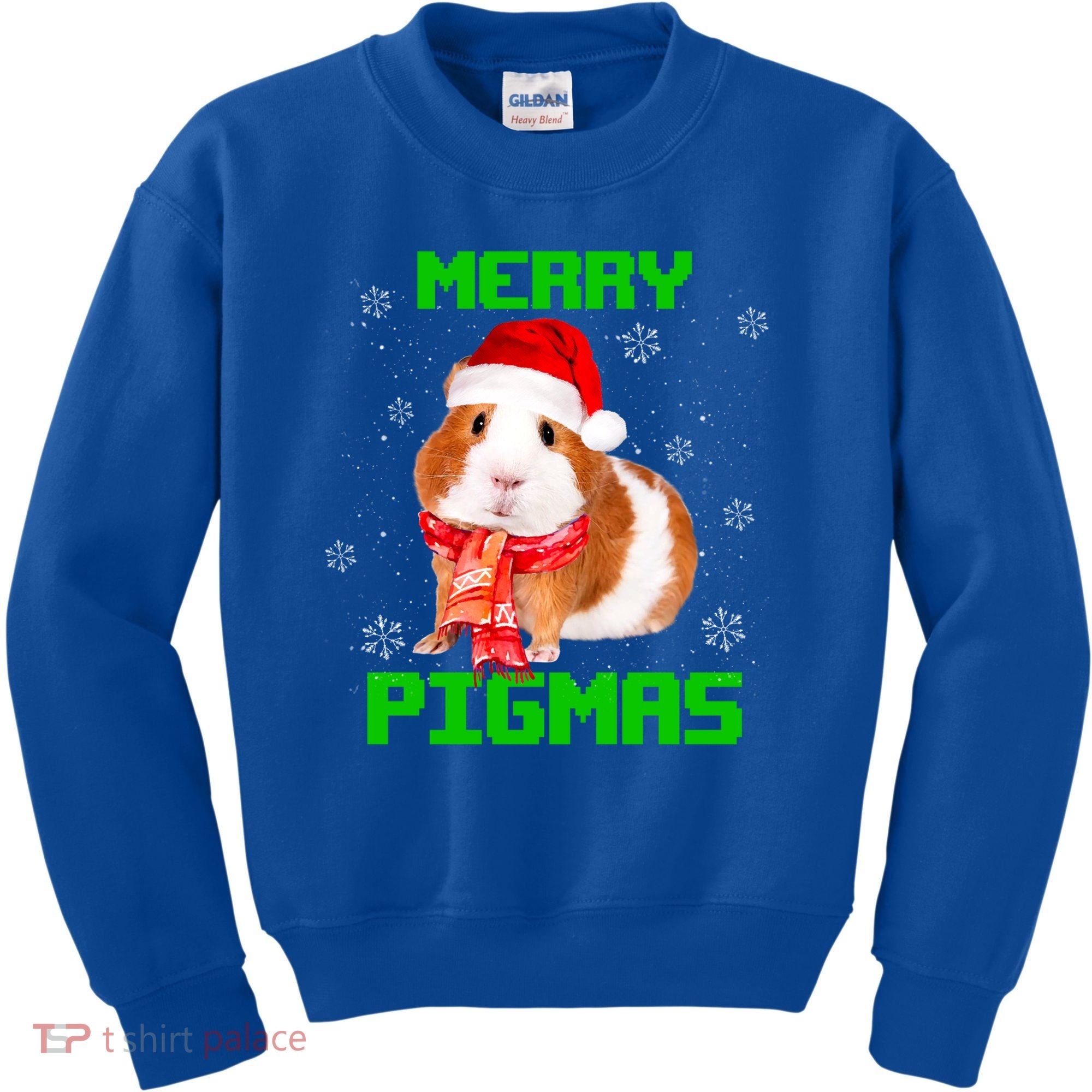 Merry Pigmas Christmas Guinea Pig Santa Hat Light In Snow Great Gift Kids Sweatshirt