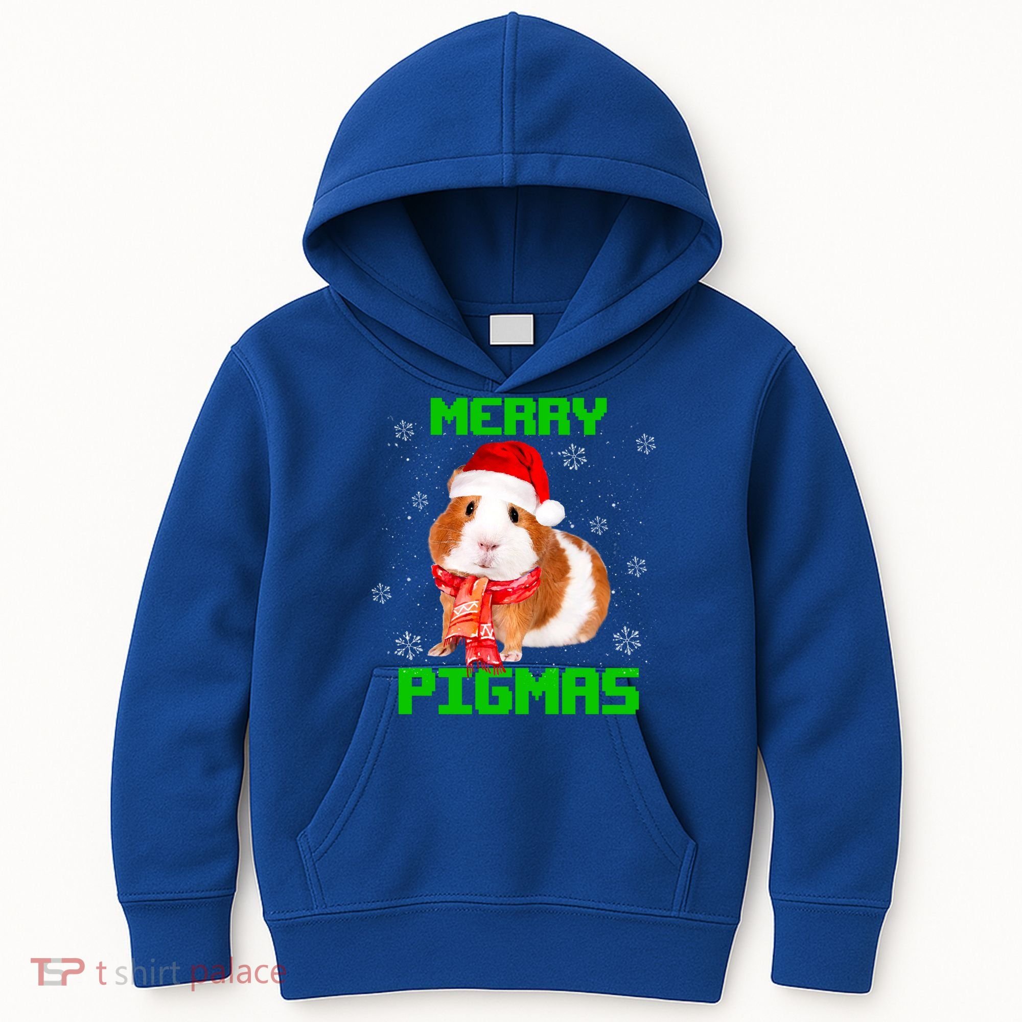 Merry Pigmas Christmas Guinea Pig Santa Hat Light In Snow Great Gift Kids Hoodie