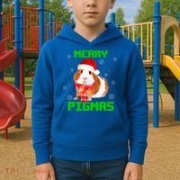 Merry Pigmas Christmas Guinea Pig Santa Hat Light In Snow Great Gift Kids Hoodie thumb 2