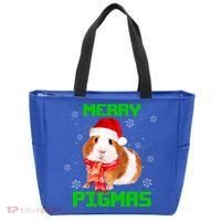 Merry Pigmas Christmas Guinea Pig Santa Hat Light In Snow Great Gift Tote Bag thumb 0