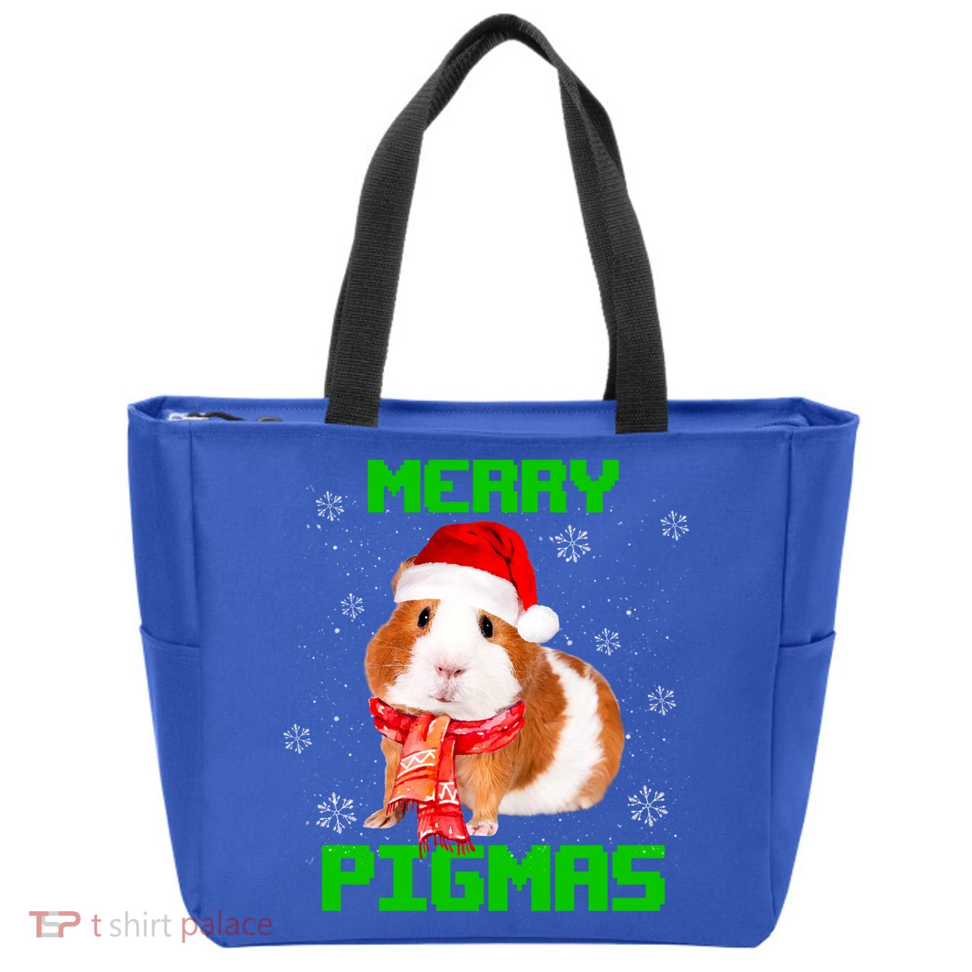 Merry Pigmas Christmas Guinea Pig Santa Hat Light In Snow Great Gift Tote Bag