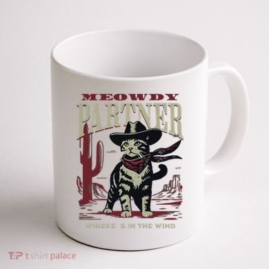 Meowdy Partner Cowboy Cat Vintage Cowboy Coffee Mug back