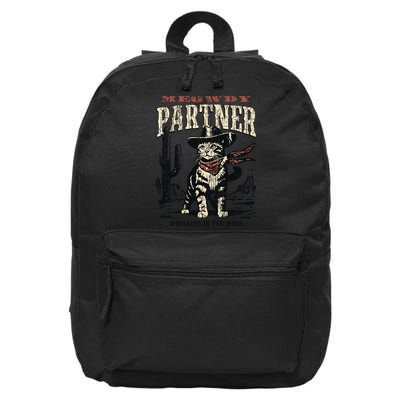 Meowdy Partner Cowboy Cat Vintage 16 in Basic Backpack
