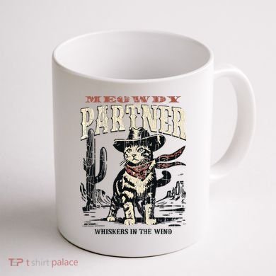 Meowdy Partner Cowboy Cat Vintage Coffee Mug back