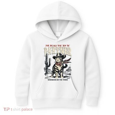 Meowdy Partner Cowboy Cat Vintage Kids Hoodie