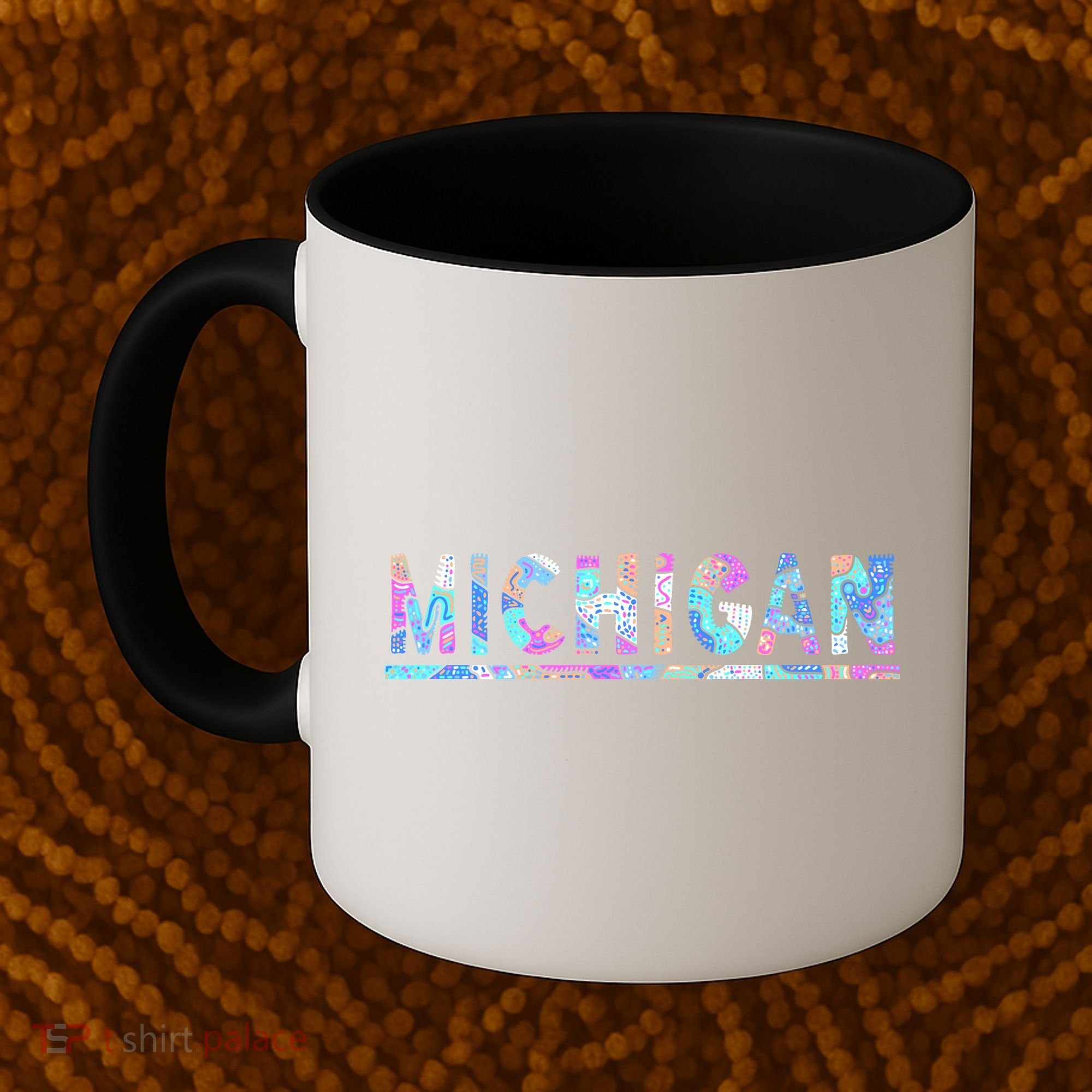 Michigan Patterned Curves Logo Coffee Mug
