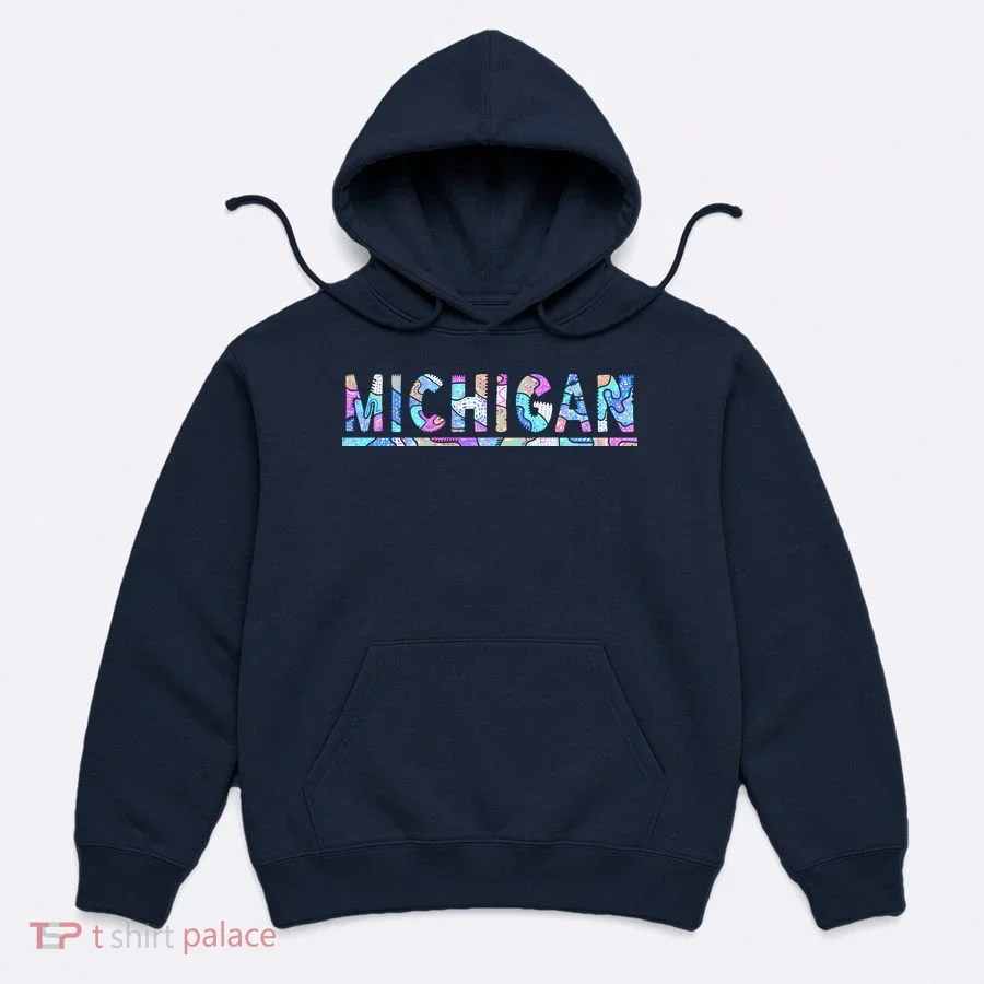 Michigan Patterned Curves Logo Hoodie