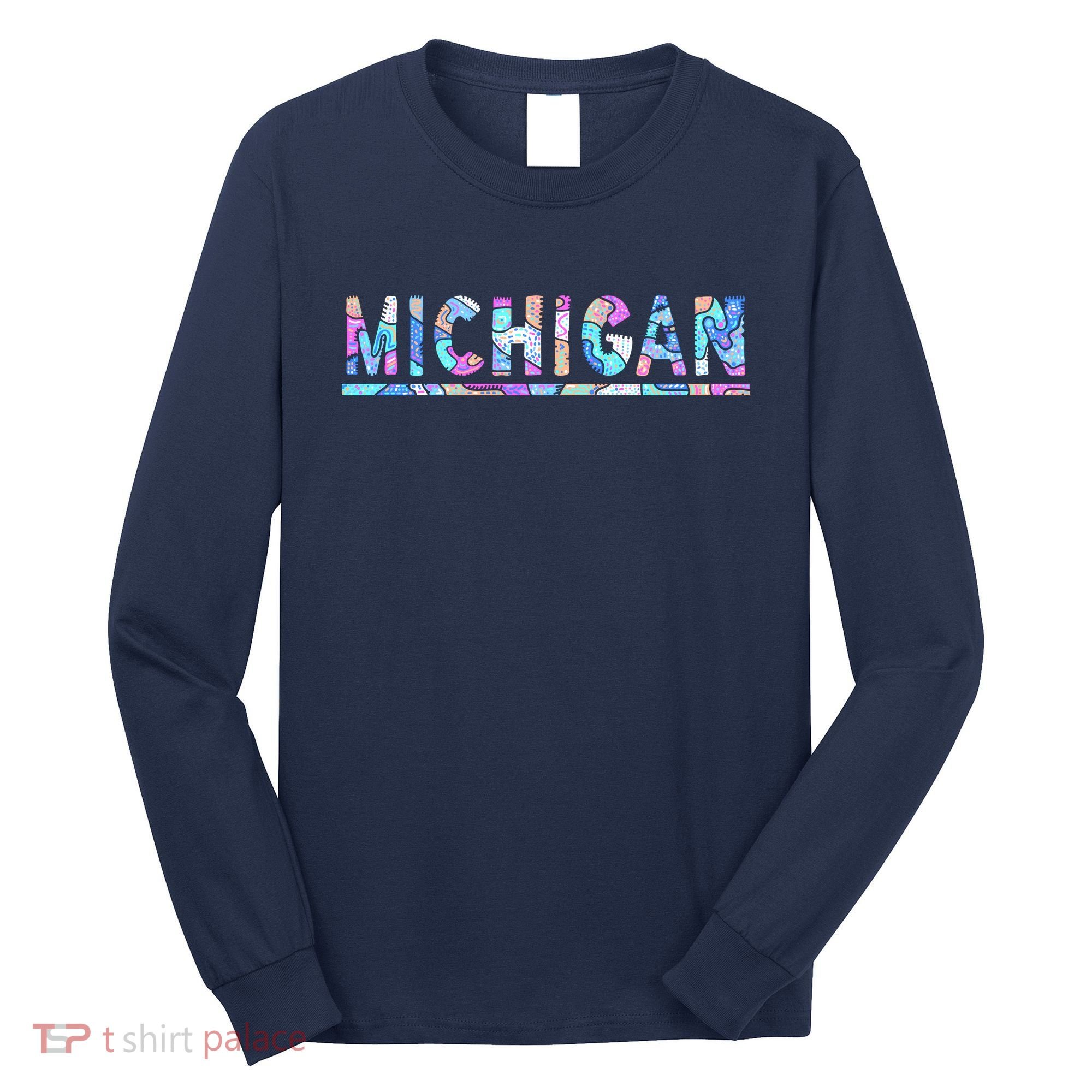 Michigan Patterned Curves Logo Long Sleeve Shirt