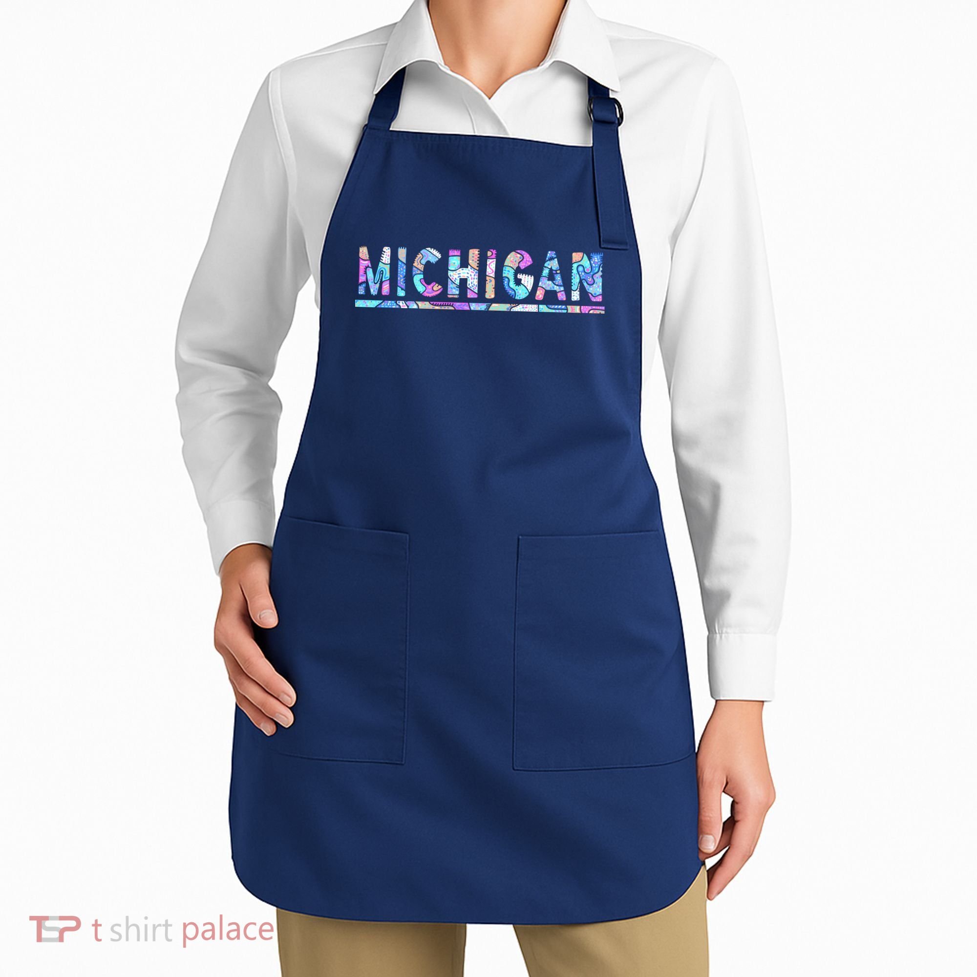 Michigan Patterned Curves Logo Apron